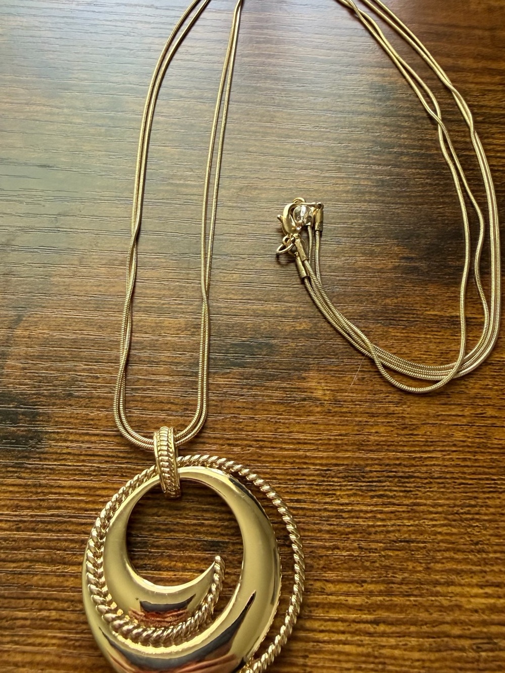 Napier Gold-Tone Crescent Rope Pendant Necklace